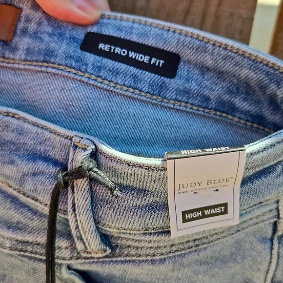 "JUDY BLUE" Blue Retro Wide Leg Jeans Sz 11/30 - Picture 3 of 6